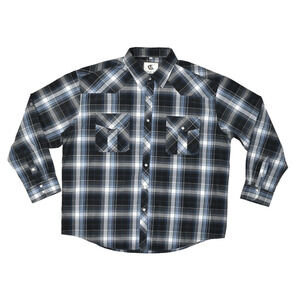Men's Coevals Club Blue Black Plaid Snap Button Western Shirt Regular Size XXL
